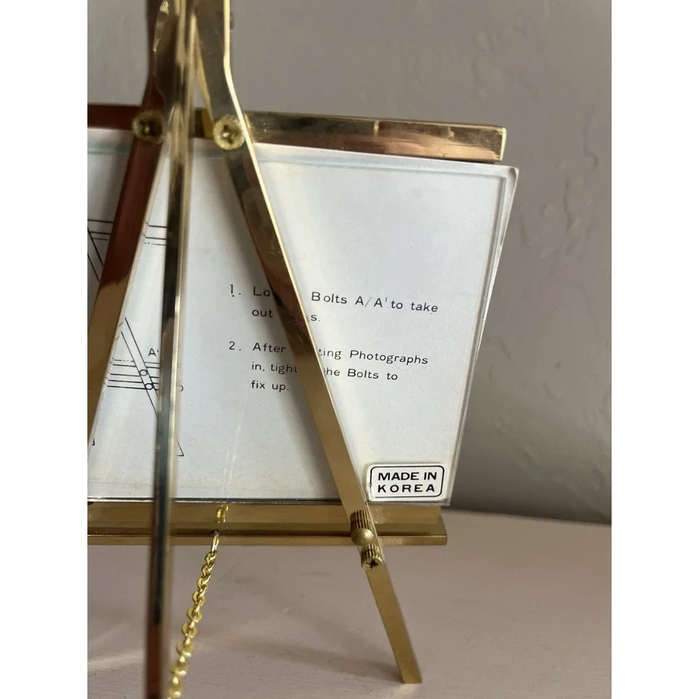 State Street Collection Burnes Photo Picture Frame Easel Stand Brass 3x5 Vintage